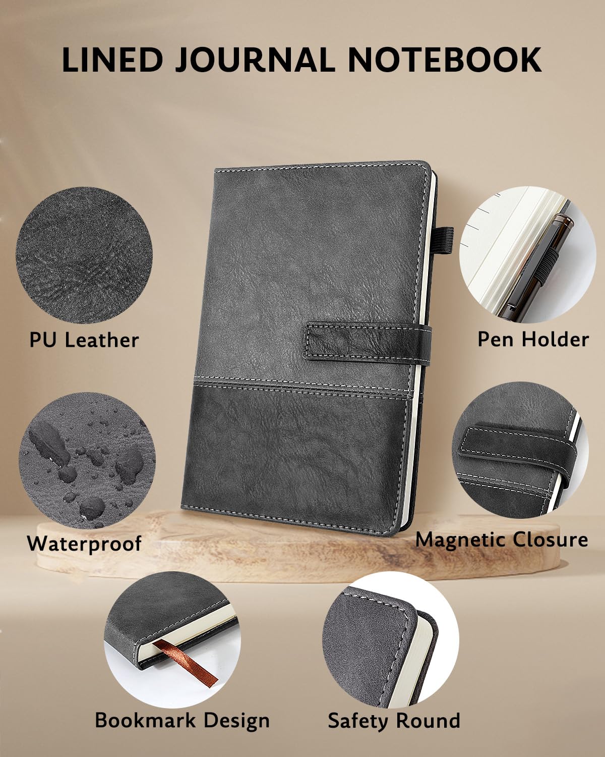 Leather Notebook Journal with Pen, A5