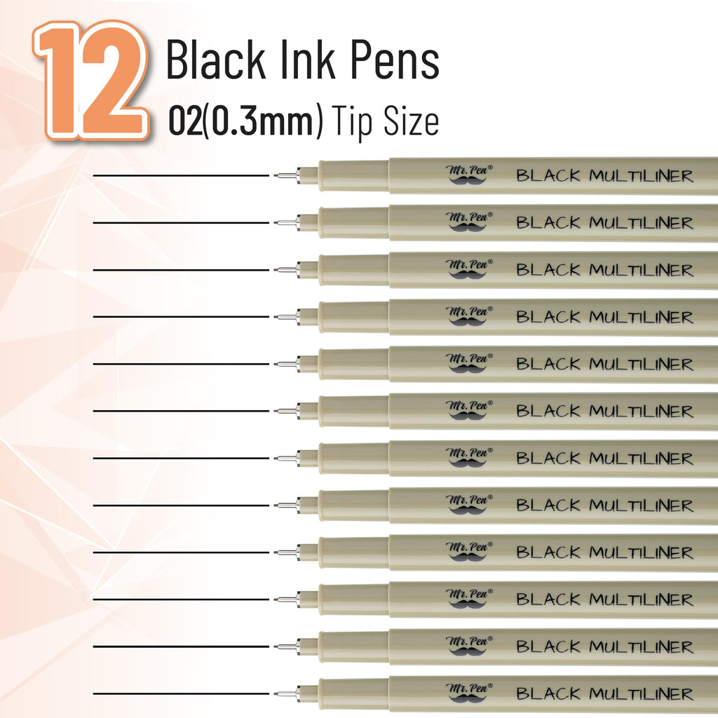 Black Fineliners, 4,8,12 Packs, Bible Pens No Bleed