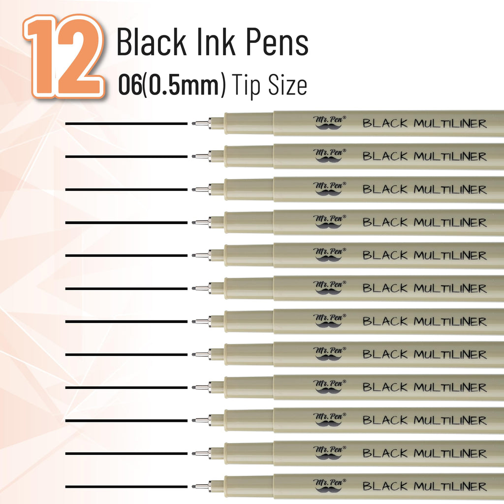 Black Fineliners, 4,8,12 Packs, Bible Pens No Bleed