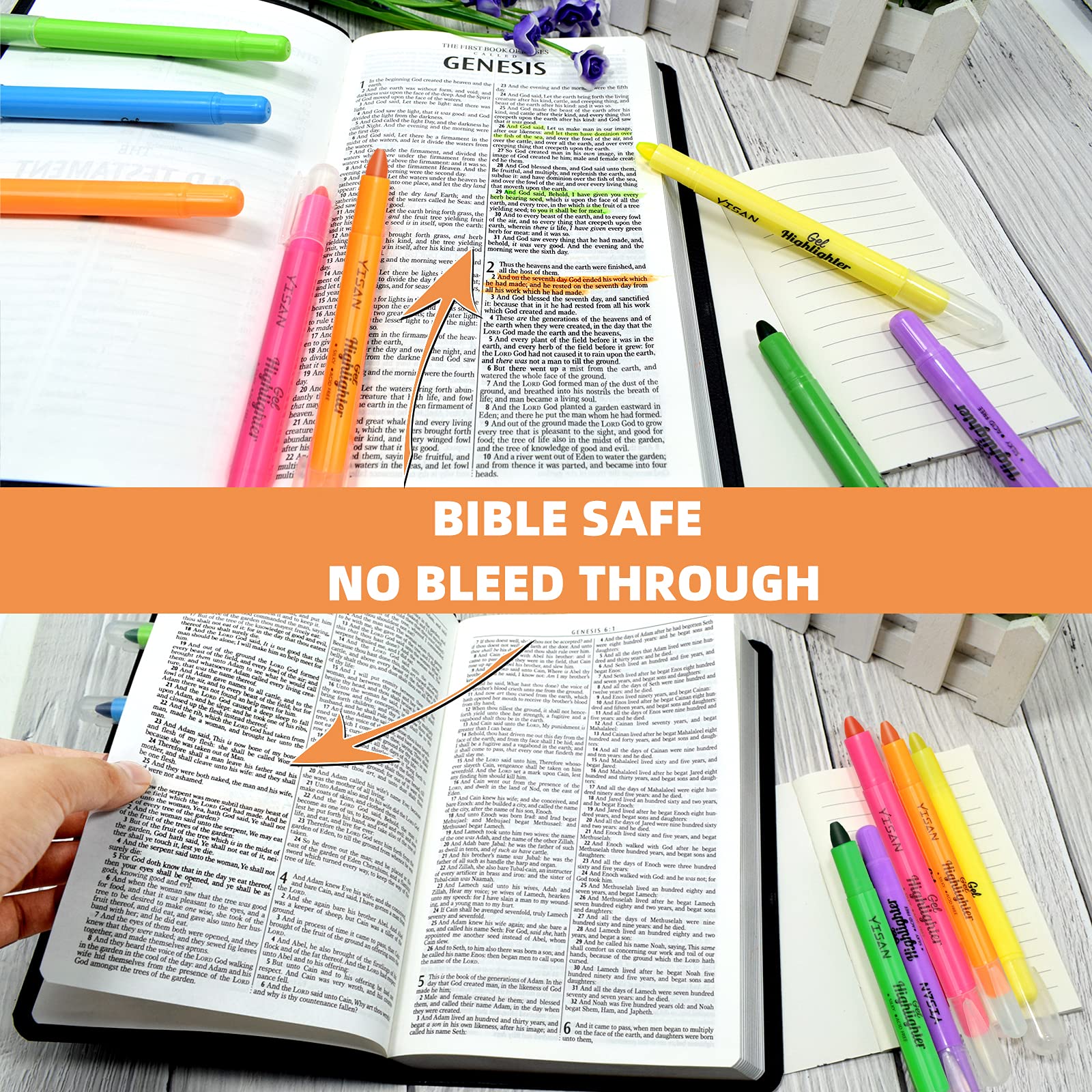YISAN Bible Highlighters No Bleed Gel Highlighter